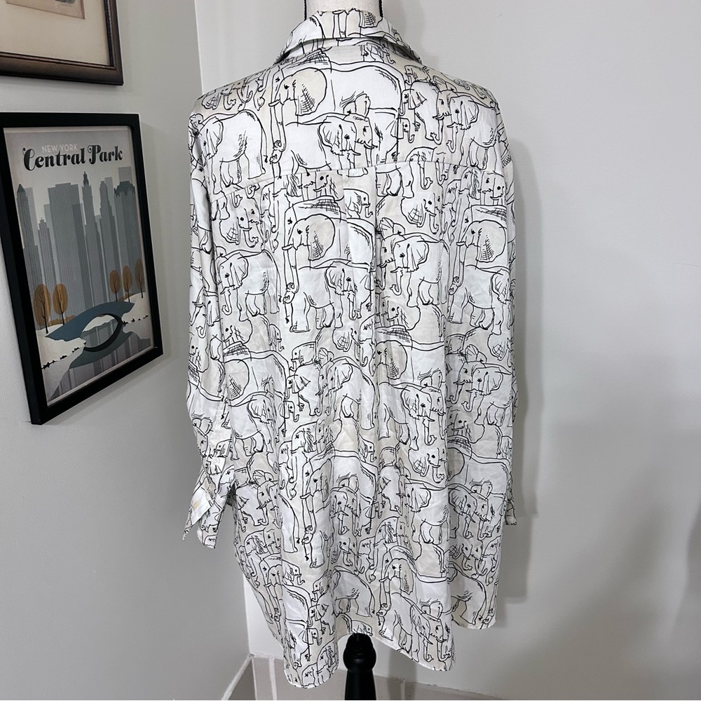 Zara Elephant Print Button-Up Tunic/Shirt | Oversized M - Picture 2 of 5